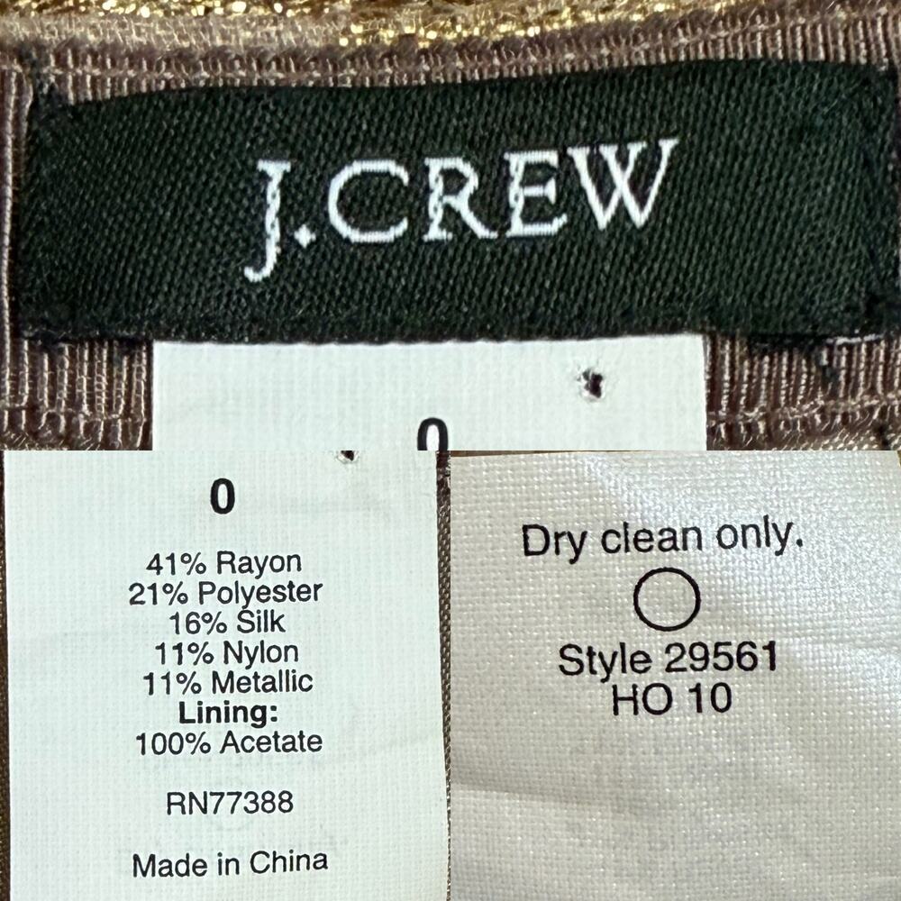 J. Crew Goldenrod Jacquard Mini Skirt Womens size 0 Gold Metallic - Picture 14 of 16
